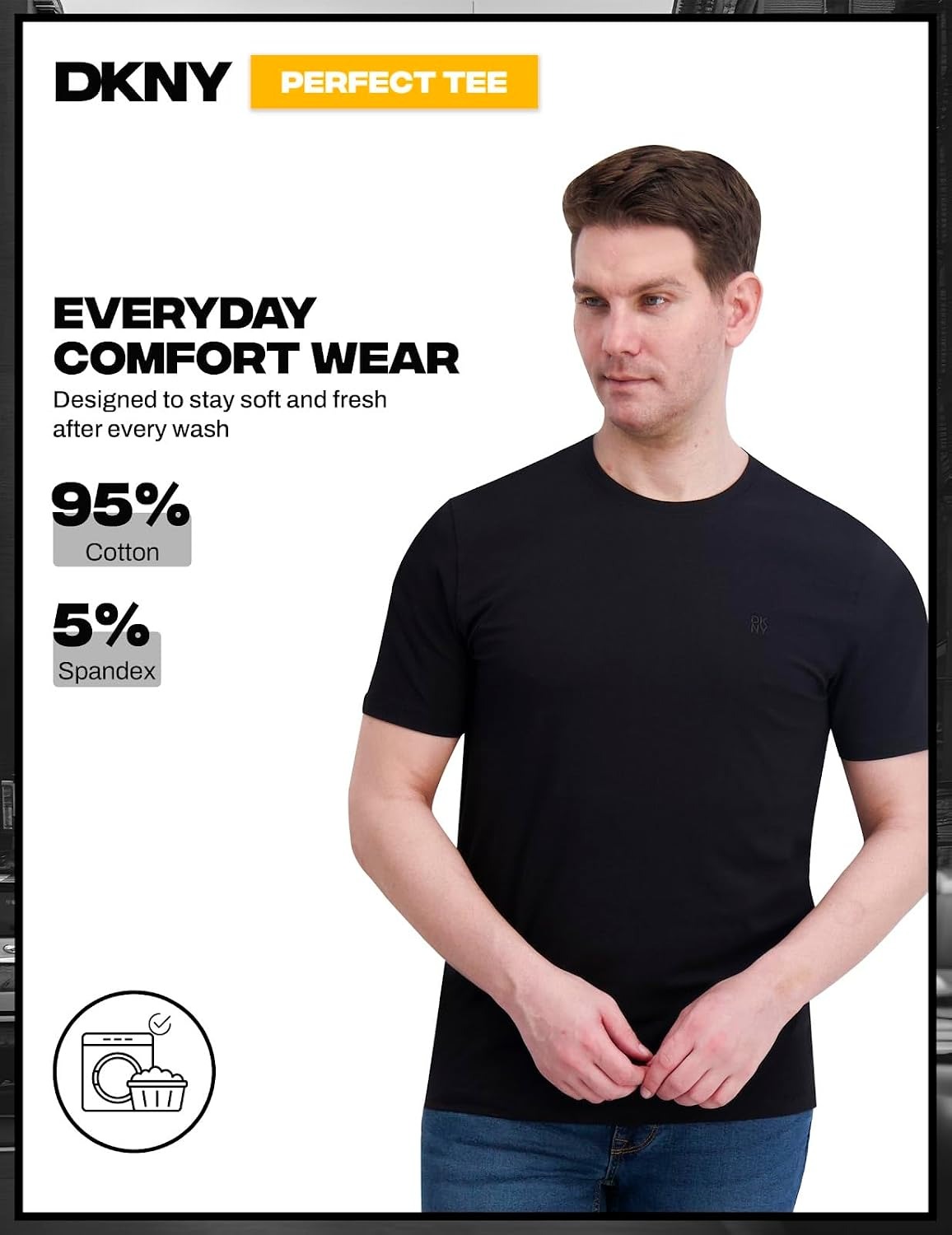 DKNY Men’s Soft Cotton T-Shirt – Classic Crew Neck
