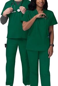 Sivvan Unisex Scrubs Set – V-Neck Top & Drawstring Pants