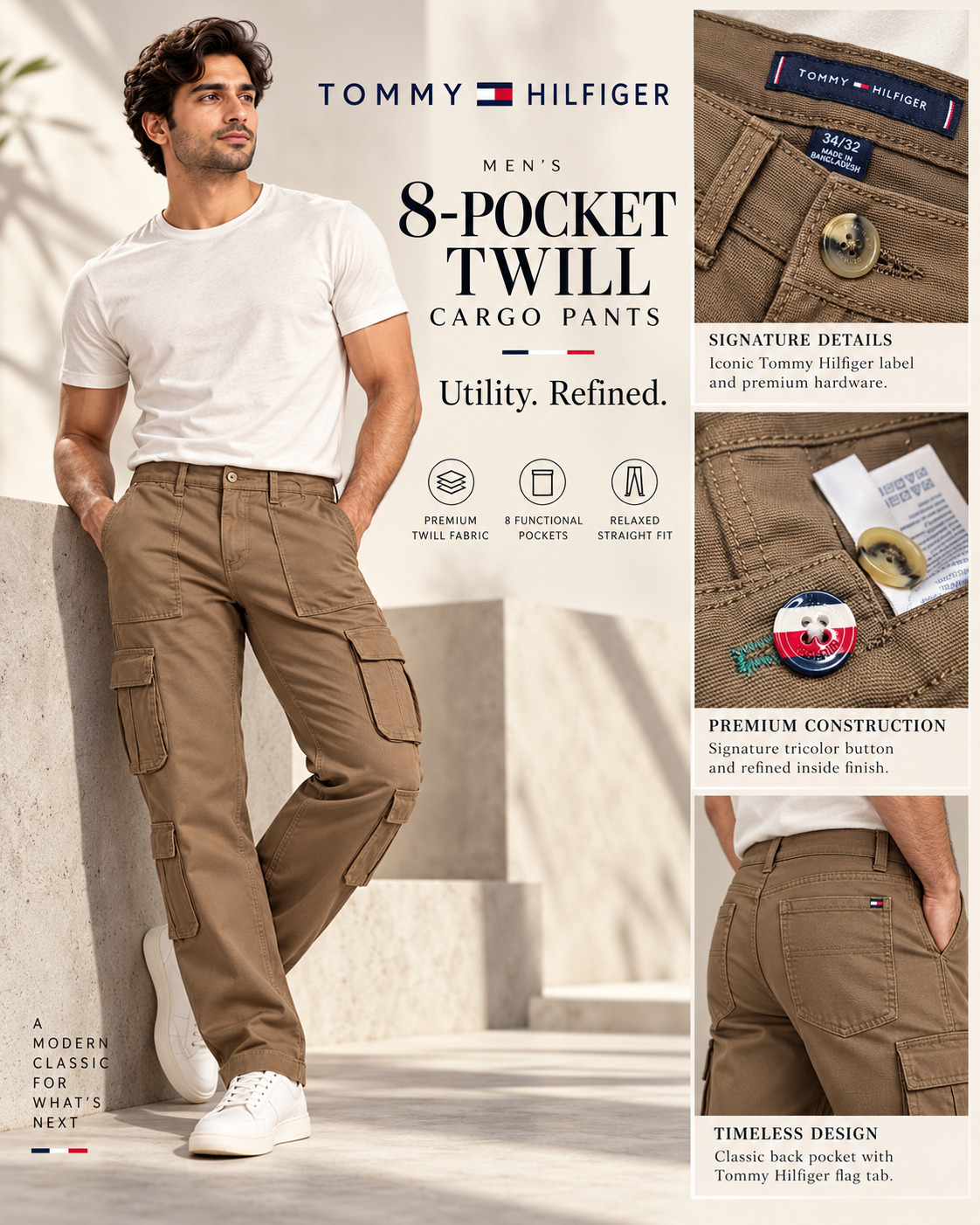 Tommy Hilfiger Men’s 8-Pocket Twill Cargo Pants