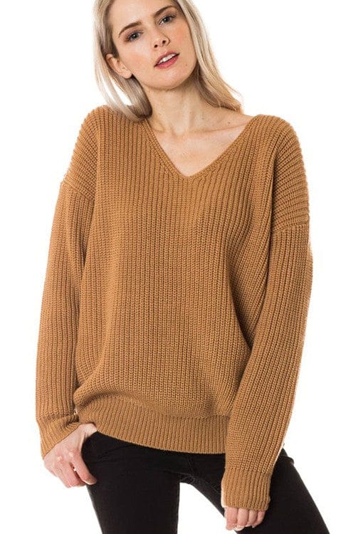 Fashion Nova Women’s Twist-Back V-Neck Sweater